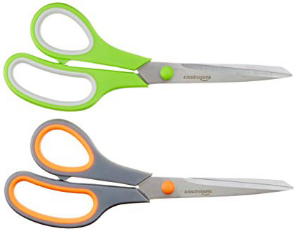 AmazonBasics - Tijeras con mango suave y cuchilla de titanio (20 cm, pack de 2)