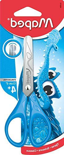 Maped Essentials - Tijeras de punta redonda y cuchillas graduadas (13 cm), color azul