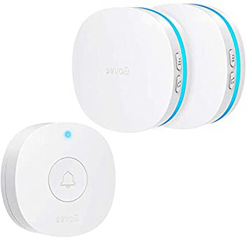 Timbre Inalámbrico para Puerta, Govee Timbre IP66 Impermeable con LED Flash, Volumen Ajustable, 36 Melodías, Alcance a 300m, 1 Transmisor y 2 Receptores (Blanco)