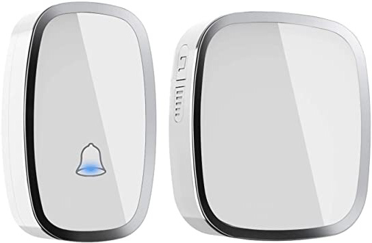 Charlemain Timbre Inalámbrico para Puerta, Timbre Impermeable con indicador LED, 4 Volumen, 36 Melodías, Alcance a 300m, 1 Transmisor y 1 Receptores, Timbre de Puerta para Interior y exterio (Blanco)