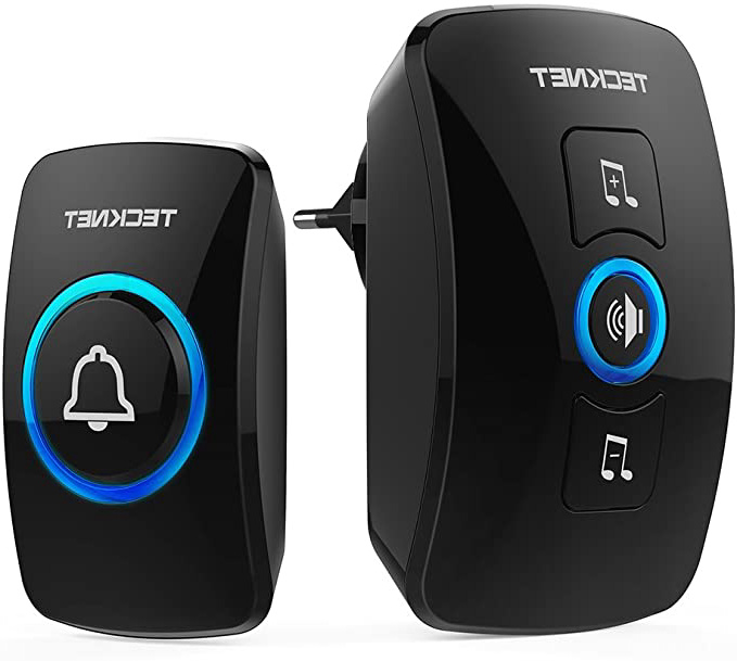 TECKNET Timbre inalámbrico,Timbre de Puerta con Indicadores LED, Resistente al Agua, 32 Melodías, Alcance a 250m, 4 Niveles de Volumen (1 Receptor y 1 Transmisor)