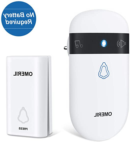 Timbre Inalámbrico sin Pilas, OMERIL Timbres Inalámbricos Exterior Impermeable, 150M de Alcance, 5 Niveles de Volumen (0dB - 110dB), 52 Melodías, Indicadores LED – Autoalimentado