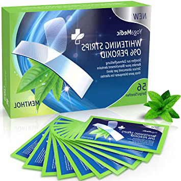 Blanqueador dental profesional, 7-dia tratamiento intensivo con 0% peróxido, 56 tiras, sabor menta - Teeth whitening strips kit para blanqueamiento dental