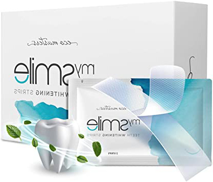 Bandas Blanqueadoras de Dientes mysmile - 28 Tiras Blanqueamiento Dental, Gel Blanqueador Natural Con Tecnología Antideslizante, Elimina Manchas Dentales, Seguro Para el Esmalte y Reduce Sensibilidad