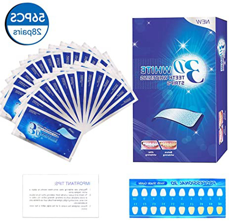 ifanze 56PCS blanqueador de dientes tiras, Blanqueamiento de Dientes, Tiras de Blanqueamiento Dental, Tiras Blanqueadoras, Blanqueador de Dientes, Elimina Manchas Dentales, Reduce Sensibilidad Dental