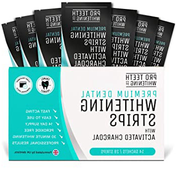 Tiras de Blanqueamiento Dental (28 Bandas) - Tiras Blanqueadoras Dientes con Carbón Activo - Blanqueador Dental Profesional Strips - Hecho en el Reino Unido por Pro Teeth Whitening