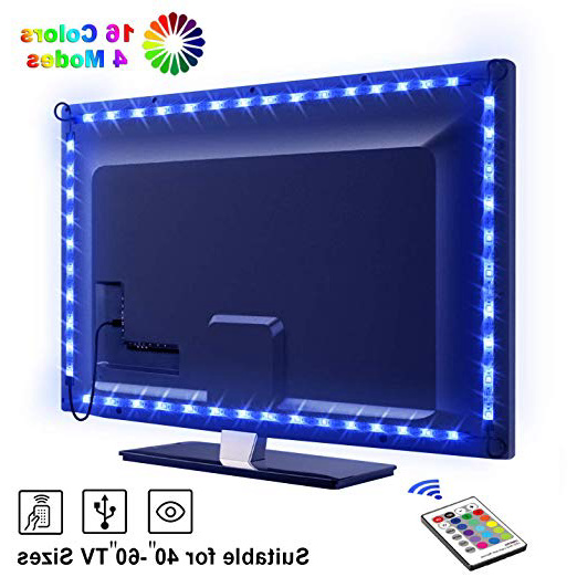Tira LED TV 2.2M, OMERIL 5050 Tiras LED USB Impermeable con Control Remoto, 16 RGB Colores y 4 Modos, Retroiluminacion LED de TV para Cine en Casa, HDTV/PC Monitor (40-60 Pulgada) - 2x50cm+2x60cm