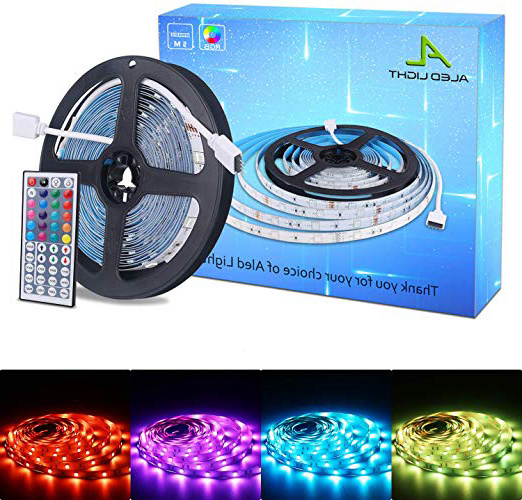 ALED LIGHT Tiras LED 5050 RGB 5m de Longitud 150 LED Multicolor Control Remoto de 44 Botones y Fuente de Alimentación