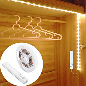 LUXJET® 30LED 1M tira luz cuerda,Luz Armario Luz LED Nocturna con Sensor de Movimiento para Pasillo Baño Armario Cocina(funciona con 4 pilas AAA, No Incluidas)