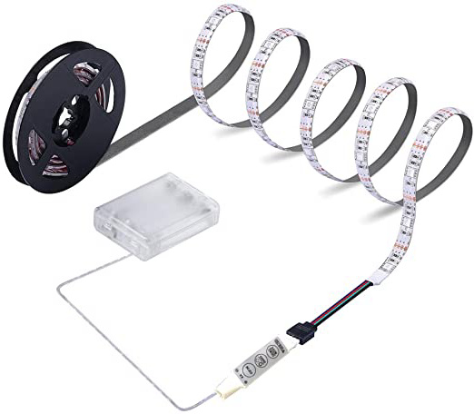 Luces de tira LED alimentadas por batería Sinzau, mini control remoto de 3 teclas, bricolaje para interiores y exteriores, 6.56 pies a prueba de agua