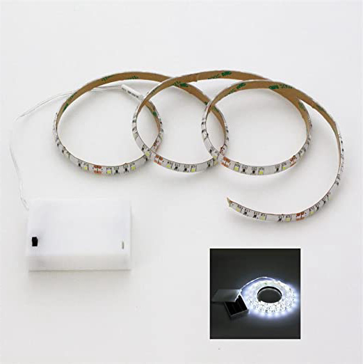 Tira de luz LED blanco 100 cm 3 pies, + + interruptor caja de la batería 3in., funciona con pilas