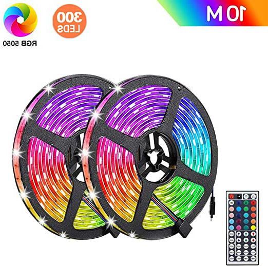 Tiras LED RGB 10m, AUELEK 2x5m Tiras LED 12V 300 LEDs 5050 Tira LED con Impermeable IP65/ DIY Color Modos/Cortable/Control Remoto de 44 Botones para Techo, Jardín, Casa, Bar, Fiesta, Navidad, Bodas