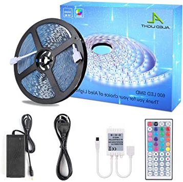 ALED LIGHT 10M 5050 RGB 600 LED que cambia de color tiras de LED con 44 IR remoto + 24V 3.5A AC EU Plug adaptador de fuente de alimentación para la lluminación hogar y la cocina decorativa