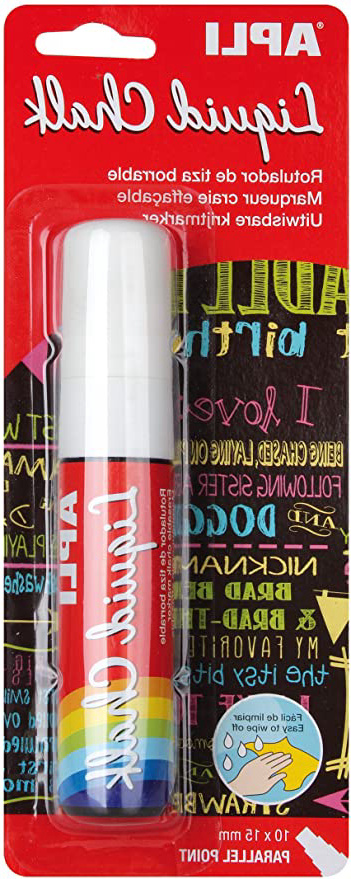 Apli Liquid Chalk Punta Paralela Rotuladores de Tiza Borrable, 10 x 15 mm, Blanco, 1 Unidad