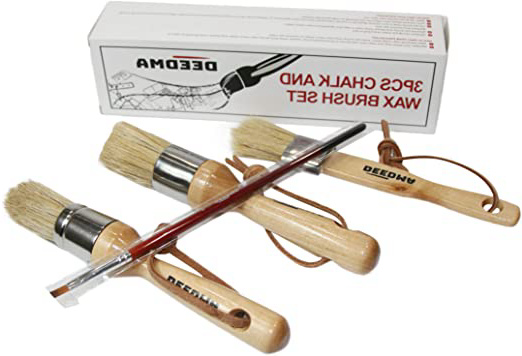 Juego de pinceles de cera para pintura de tiza, suave, sin esfuerzo y detallado, juego de pinceles de cerdas de jabalí cómodos, sin rayas, 3 piezas con el bono incluido