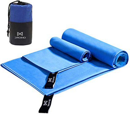 OMORC Toalla de Microfibra, Toallas para Gimnasio, 2 PCS, Gran Tamaño 160*80CM + 70*38CM, Antibacteriana, Absorbente, Toalla Fina y Ligera, Ideal para Deporte, Viaje, Playa, Natación, Yoga, Mascota