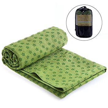 OhhGo Toalla de Yoga Antideslizante Absorbente Estera de Yoga Toalla con Bolsa de Transporte para Yoga Caliente Pilates Entrenamiento 183 * 63 cm