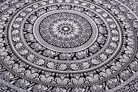 Indian Elephant Mandala Tapestry, Hippie