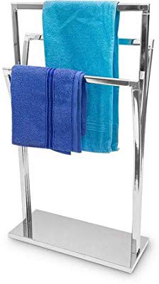 Relaxdays de mano con soporte de acero inoxidable con tapa de 3 varillas de 86 x 50 x 20 cm de superficie de & independiente con cromado toallero de 3 brazos, de diferentes tamaños de alta de mano de barras en un estilo moderno, colour plateado metálico