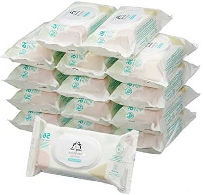 Marca Amazon - Mama Bear Sensitive Toallitas húmedas para bebé - 15 Paquetes (840 Toallitas)