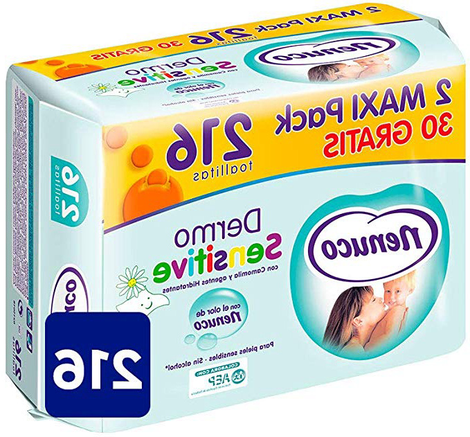 Nenuco Dermosensitive - Toallitas bebé para pieles sensibles, sin alcohol - 216 unidades