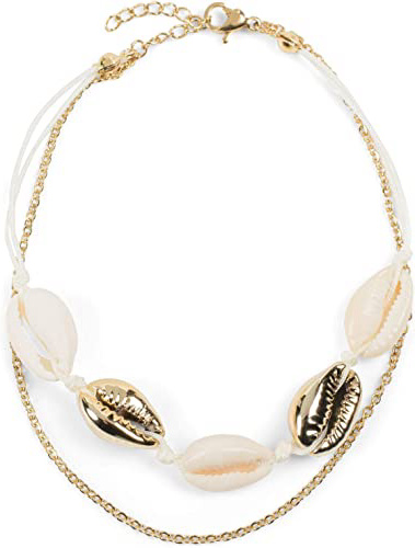 styleBREAKER Tobillera de Capa Femenina con Colgantes de Concha, Cadena de eslabones, Broche de Langosta, Cadena, Joyas 05080010