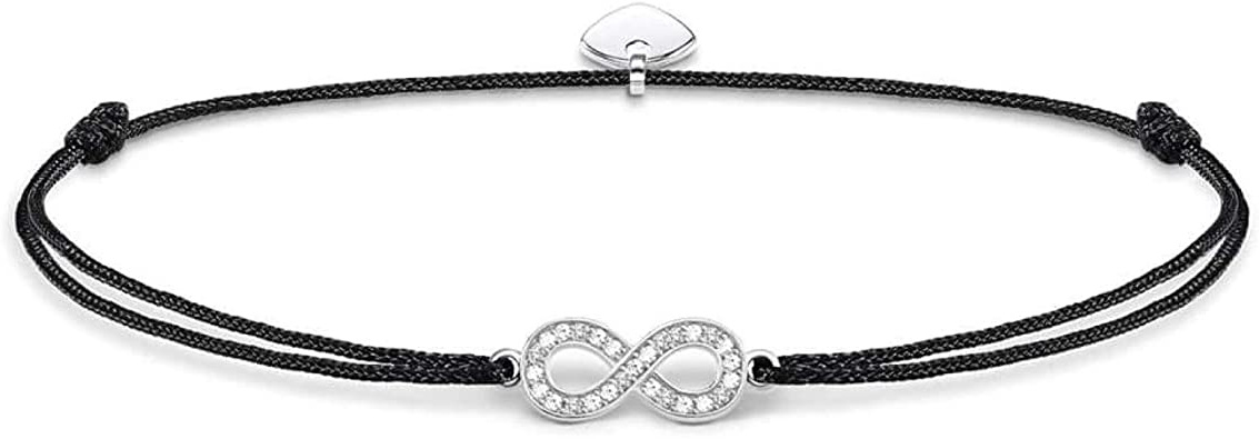 Thomas Sabo - Pulsera para Tobillo de Mujer "Little Secret Infinity", Plata de Ley 925, Negro