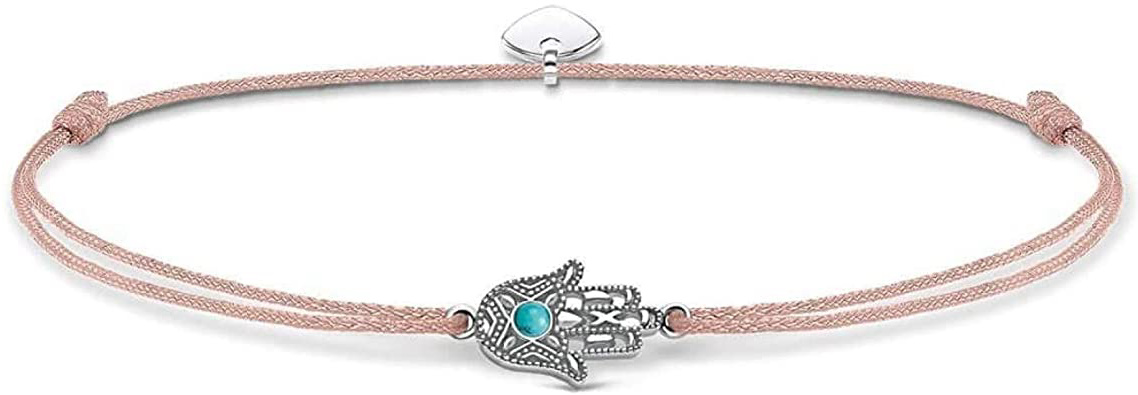 Thomas Sabo - Pulsera para Tobillo de Mujer "Little Secret Mano de Fátima", Plata de Ley 925, Beige
