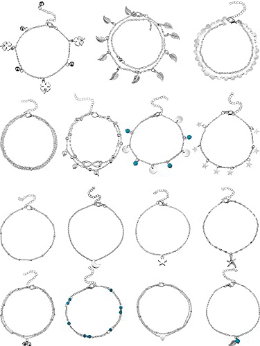 15 Piezas de Tobilleras Cadenas