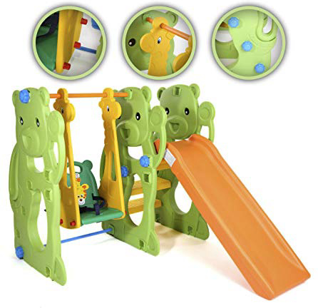Baby Vivo Columpio Tobogán Parque para Infantil Niños Recto Diapositiva Interior y Aire Libre Juguetes Jardín - Jungle