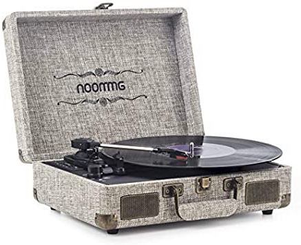 Tocadiscos Vinilo, ammoon Tocadiscos Vintage de 3 Velocidades con Altavoces Incorporados, para Discos de Vinilo de 7/10/12 Pulgadas, Puerto USB/SD/AUX/RCA, Madera Natural