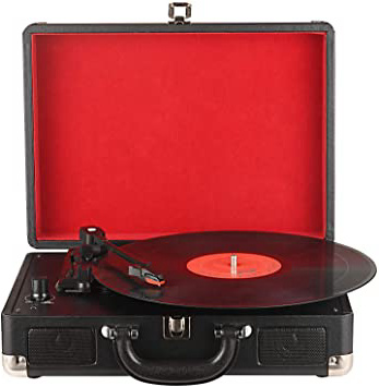 DIGITNOW! Tocadiscos Plato giradiscos Plato Vinilo 33/45/78 RPM, Maleta Portátil con 2 Altavoces Integrados, Grabador de Vinilo a MP3, USB Reproductor MP3, Entrada AUX y RCA, Negro