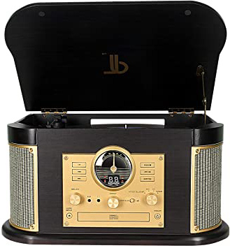 DLITIME Tocadiscos con Am&FM Radio/USB/RCA/AUX/CD/Bluetooth