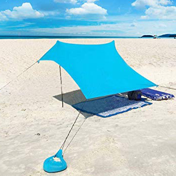 XISHUAI Carpa Playa con Ancla de Arena - Portátil Refugio Playa 100% Lycra UPF50+ UV Protection - 2.1m x 2.1m para Niños Bebe Familia Vacaciones