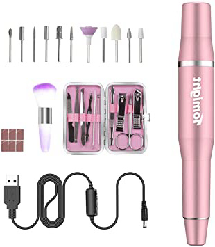 Tomight Torno para uñas, Lima de Uñas Profesionales con Pedicura Taladro, 11 Tipos de Brocas de Pulido,Vlocidad Ajustable para Manicura Pedicura, Pintauñas Mujer y Manicura Personal de Bricolaje