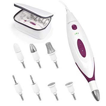 Medisana MP 815 set de manicura y pedicura eléctrica con 7 accesorios para el cuidado de las uñas, 2 velocidades para uñas, cutículas y callo