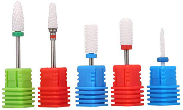 Fresa Ceramica Uñas, Anself 5pcs Fresas Torno Manicura Cabezal Pulidor para Manicura, Pedicura, Esmaltes, Uñas Acrílicas y Uñas de Gel