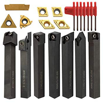 KKmoon 21 UNIDS Herramienta de Torneado,Inserto de Carburo,Cuchillas de Torno Metal,Inserto de Carburo Multifuncional con Llave
