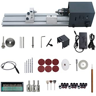 KKmoon Mini torno de pulir máquina de pulir artesanía de carpintería bricolaje herramienta rotativa universal conjunto