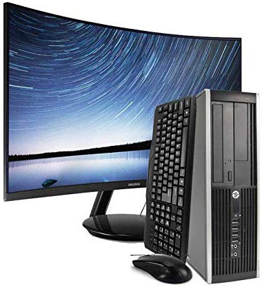 HP Elite 8200 Sff - Ordenador de sobremesa + Pantalla Curva 24in (Intel Core I5-2400 Quad Core, 4GB RAM,HDD de 250 GB, DVD, COA Windows 10 Home Original) Negro (Reacondicionado)