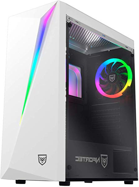 Nfortec Lynx Torre Gaming Blanca RGB (Cristal Templado) Compatible con Placas ATX, Mini-ATX e itx y Ventilador RGB Incluido en la Parte Trasera.