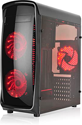 L-link KAZUMI - Caja ATX con 4 Ventiladores y Ventana, Color Negro
