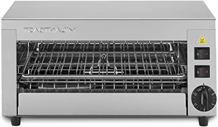 MILAN-TOAST Hornillo Salamandra individual resistencia de cuarzo con 3 pinzas perforador, 1,9 W, acero inoxidable