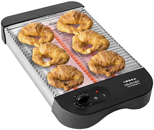 Cecotec Tostador Plano Turbo EasyToast Basic. 900 W, 3 Resistencias Halógenas, 6 Niveles, Bandeja Recogemigas y Hueco Recogecables, Negro