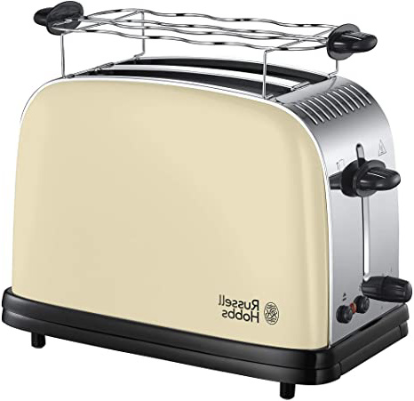 Russell Hobbs Colours Plus Tostadora (2 Ranuras Cortas y Anchas, para 4 Rebanadas), 1100 W, 0 Decibeles, Acero Inoxidable, Crema, ref. 23334-56