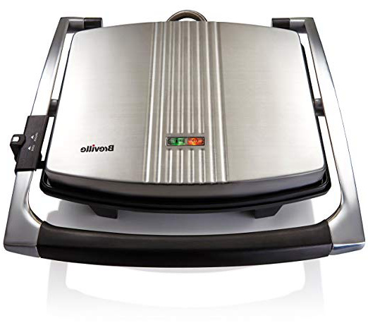 Breville VST026 Sandwichera tipo Panini 2000W, 2000 W, 3 Decibeles, Acero Inoxidable, Platino