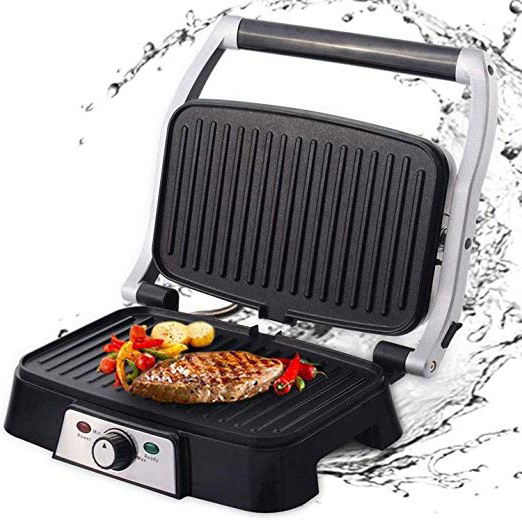 Aigostar Hitte 30HFA - Grill, parrilla, 1500 W de potencia, sandwichera y máquina de panini, 2 placas de cocinado independientes antiadherentes, apertura 180º, temperatura regulable. Diseño exclusivo