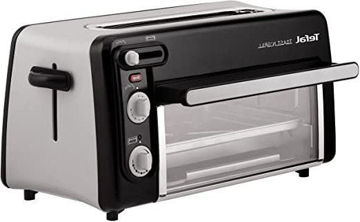 Moulinex Toast & Grill TL6008 - Tostador y horno, 2 en 1, potencia 1300 W, 1 ranura larga, temporizador 10 min, termostato regulable hasta 220 C, Incluye libro de recetas, bandeja recogemigas