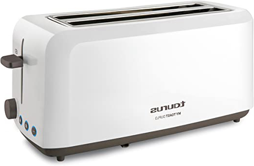 Taurus Mytoast Duplo-Tostadora (1450 W, Tres Funciones, Iluminación LED) 0 Decibeles, 2 Ranuras Extra Largas, Plástico, Color Blanco