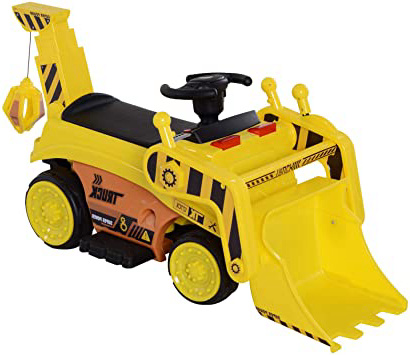HOMCOM Tractor Eléctrico para Niños con Música y Luces Coche Eléctrico con Pala Masiva Batería 6V Carga 30kg 3 Años+